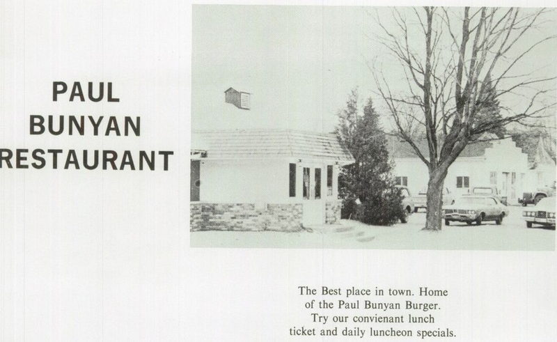 Paul Bunyan Restaurant - 1976 Yearbook Ad (newer photo)